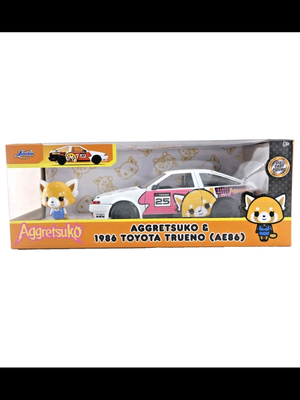 Aggretsuko x Toyota AE86 Die-Cast Toy Car - White & Pink
